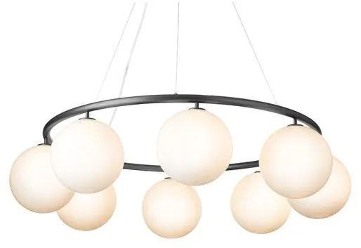 Nuura Miira 8 Circular Lysekrone Rock Grey/Opal Hvid